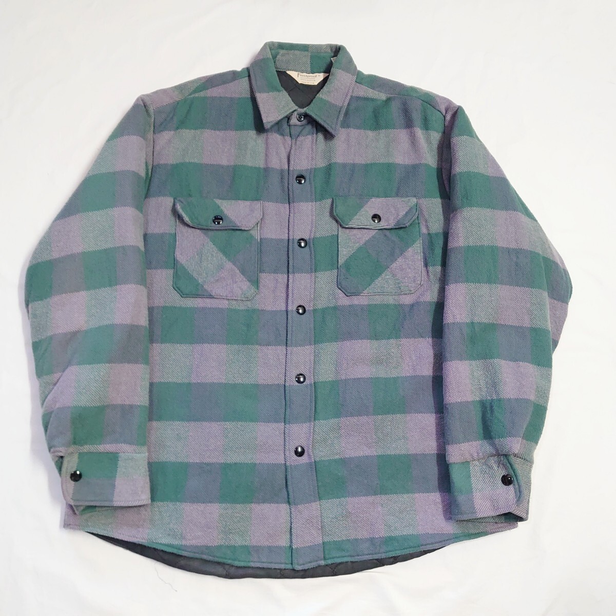 90s USA製 Frostproof キルティングライナー付き ブロックチェックヘビーネルシャツ キルティングライナー ヘビーネルシャツ ヘビーネル