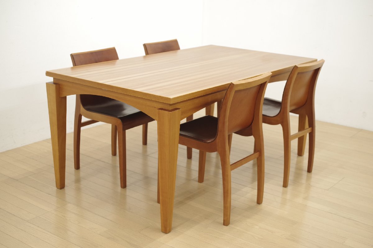 porada ポラダ ダイニングセット 4人掛け TABLO2 テーブル 食卓机 チェリー材 アクタス取り扱い 椅子 4脚セット 本革 イタリア製