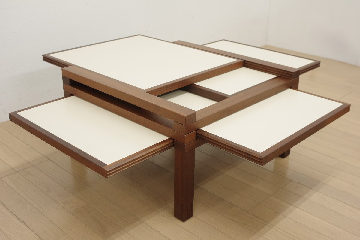 美品 Sculptures Jeux スクリューテュール・ジュ Par4 ローテーブル コーヒー イタリア デザイナーズ リビング モダン スライド 伸長 中古