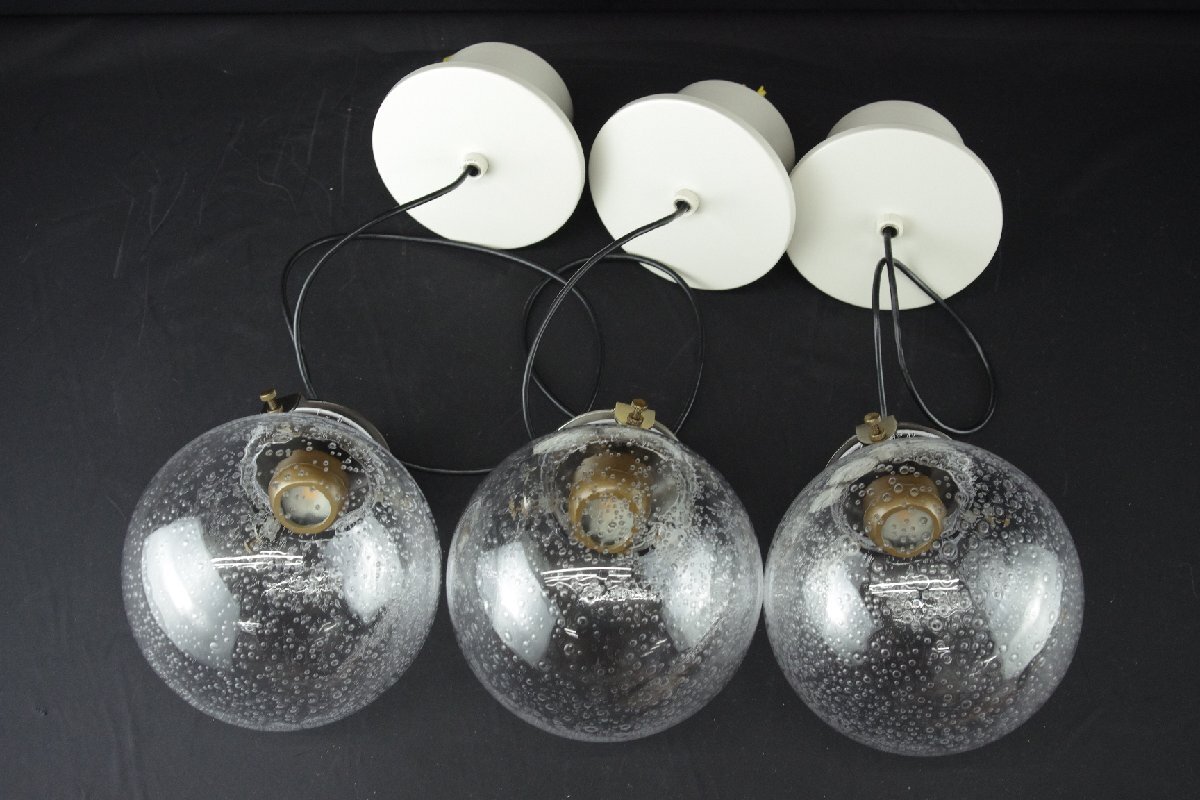 展示品 DAIKO 大光電機 ペンダントライト LZD-1138YT 3本セット LED 照明 ガラス 気泡 玄関 リビング キッチン ロビー 取付工事必要