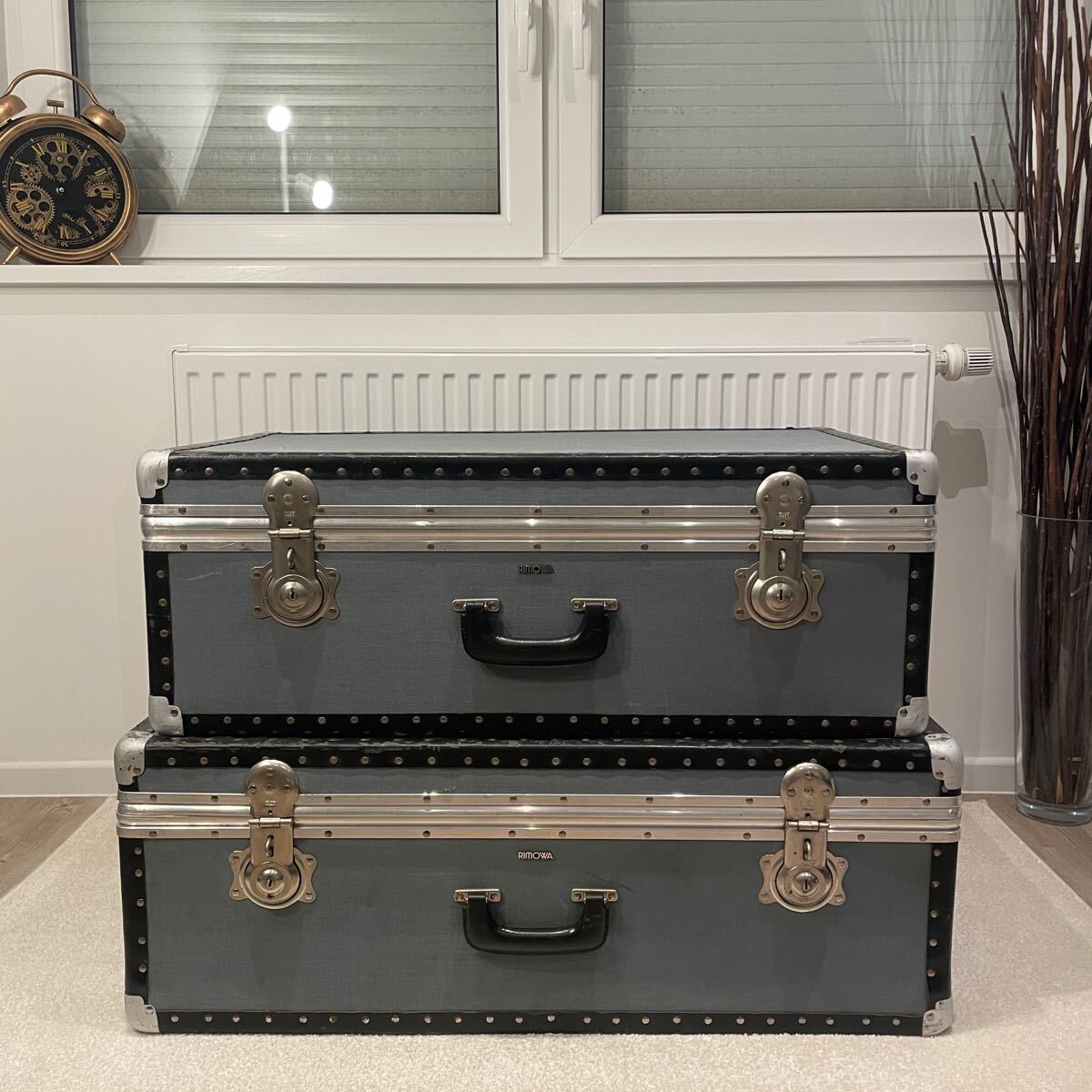 【超希少】RIMOWA 1950y ヴィンテージ トランク2個セット Bahnkoffer 入手困難 トレインケース 100L+104L Made in Germany 