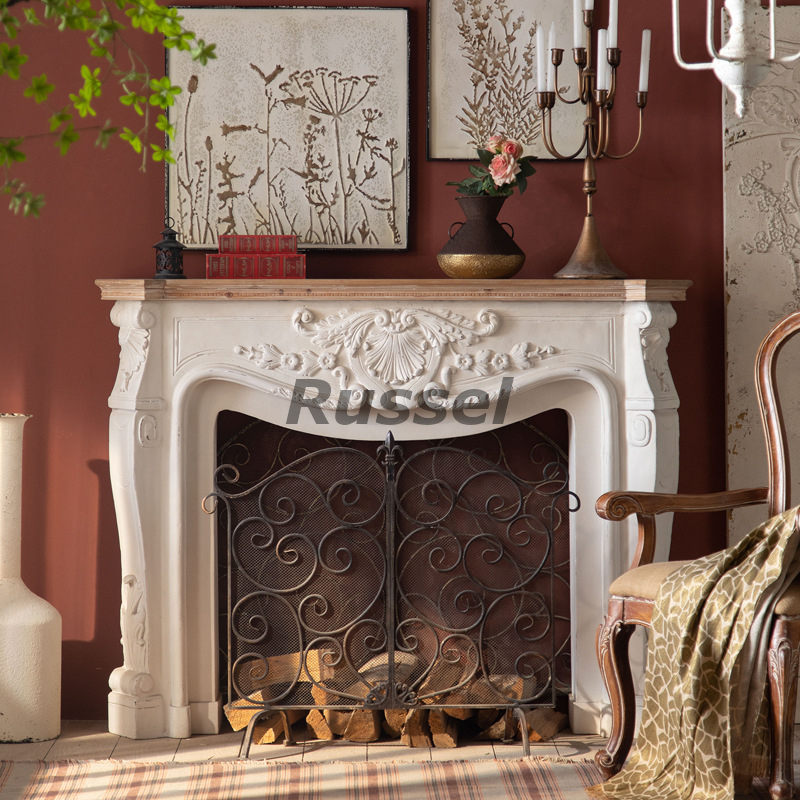 マントルピース ヴィンテージ調 ヨーロッパ おしゃれ かわいい インテリア 北欧 暖炉 アンティーク調 レトロ調 カントリー オフホワイト