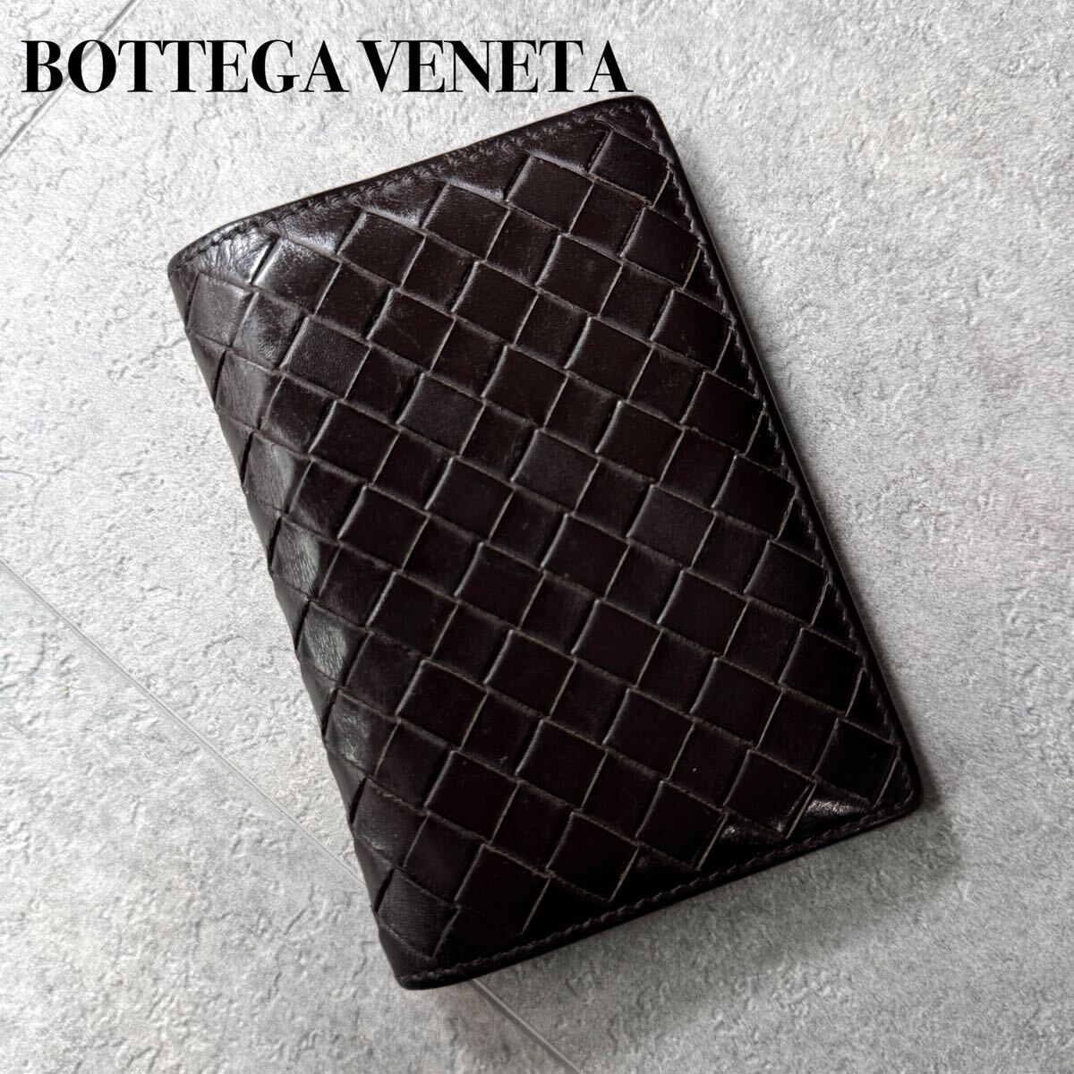 BOTTEGA VENETA ボッテガヴェネタ イントレチャート カードケース 名刺入れ パスケース ブラウン レザー ダークブラウン