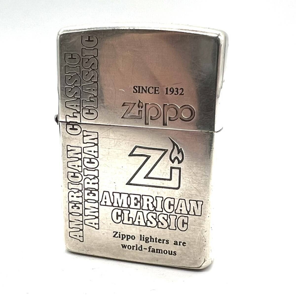 ■【火花OK】 Zippo ジッポ AMERICAN CLASSIC アメリカン クラシック ロゴ ライター オイルライター ジッポー 1995年製 現状品