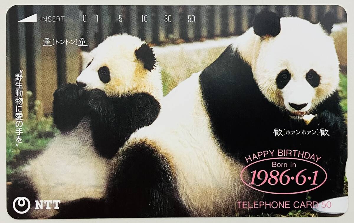 ★　テレカ　★　パンダ　童童　トントン　歓歓　ホァンホァン　1986年6月1日　★　テレホンカード　50度数　未使用品　★