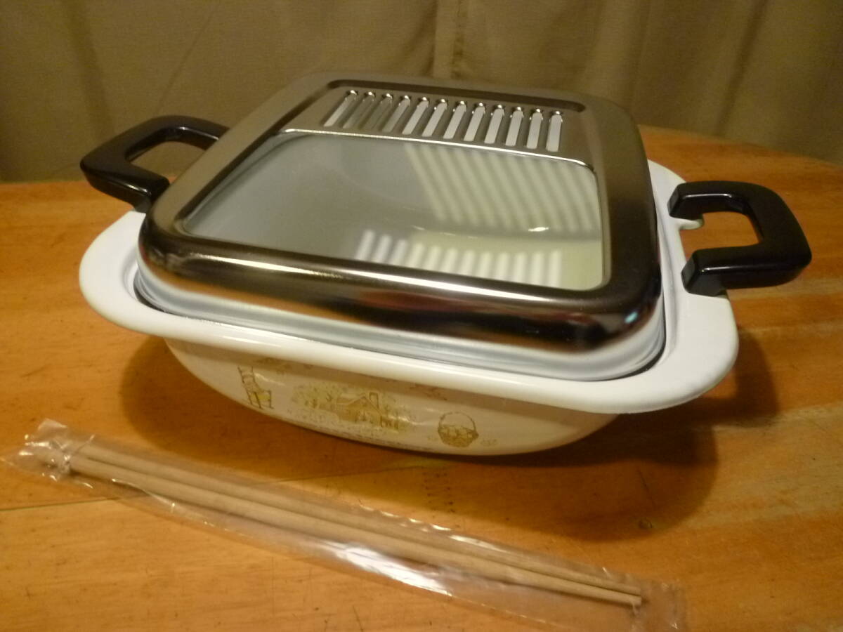 日本ホーロー工業会　ホーロー製の天ぷら鍋　未使用品