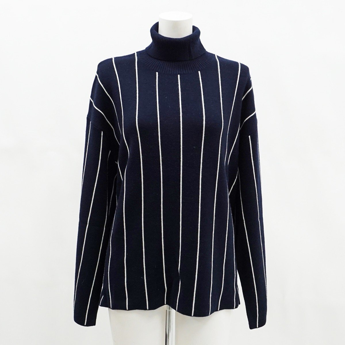 ◇【ADORE アドーア】2021 ストライプ ニット ネイビー 38