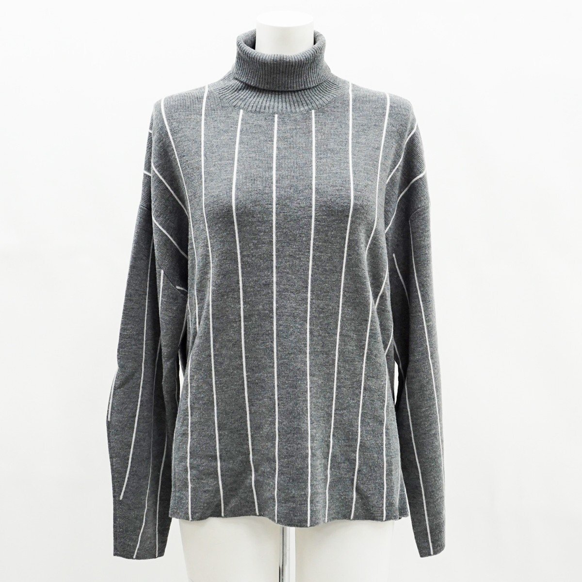 ◇【ADORE アドーア】2021 ストライプ ニット グレー 38