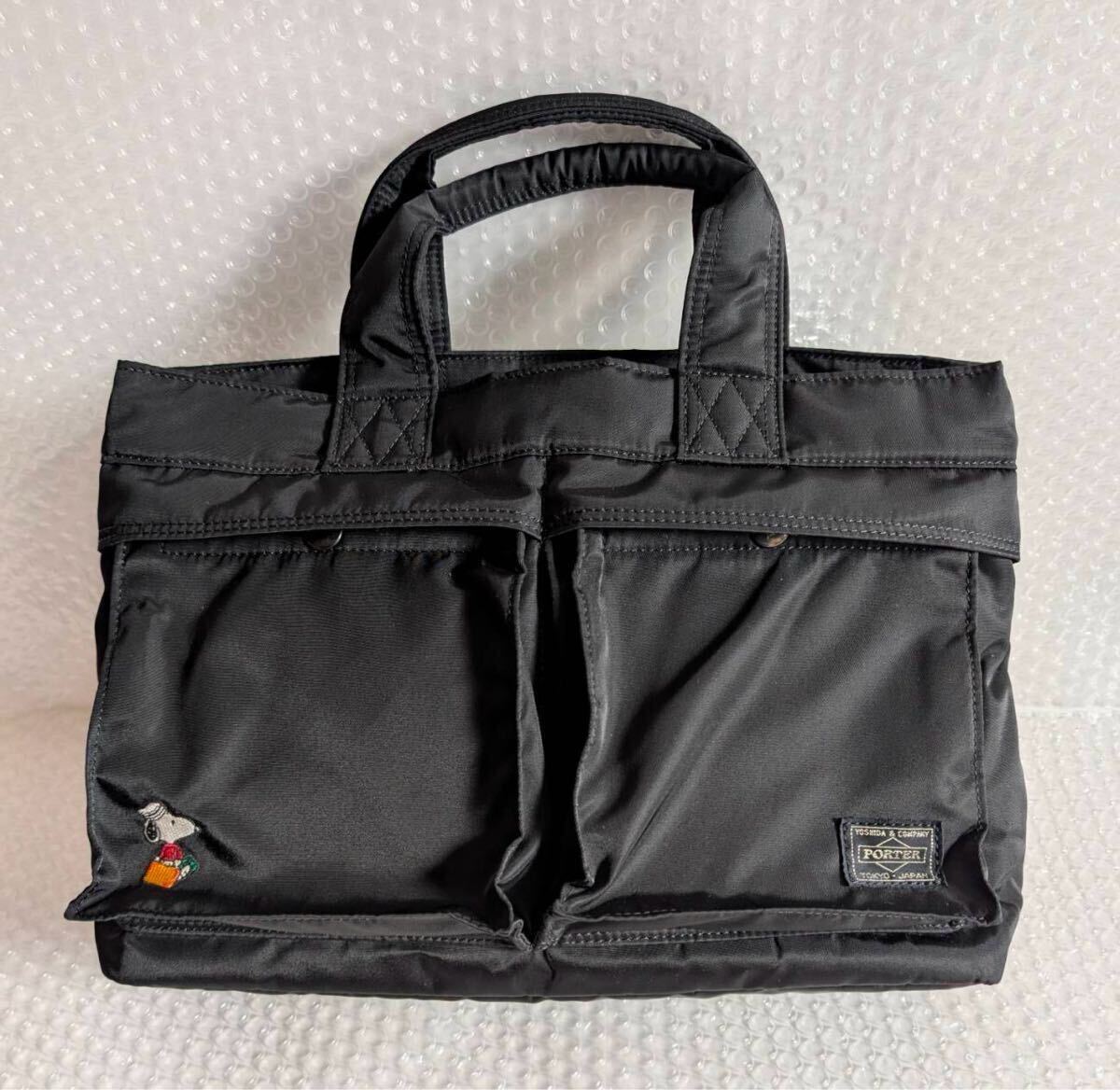 美品 PORTER スヌーピー ポーター トートバッグ バッグ ブラック TANKER タンカー