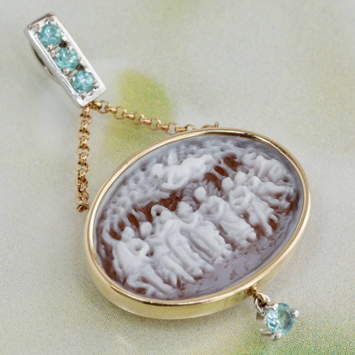 K18 K18WG ペンダント シェルカメオ パライバトルマリン 0.06ct 0.12ct トップ