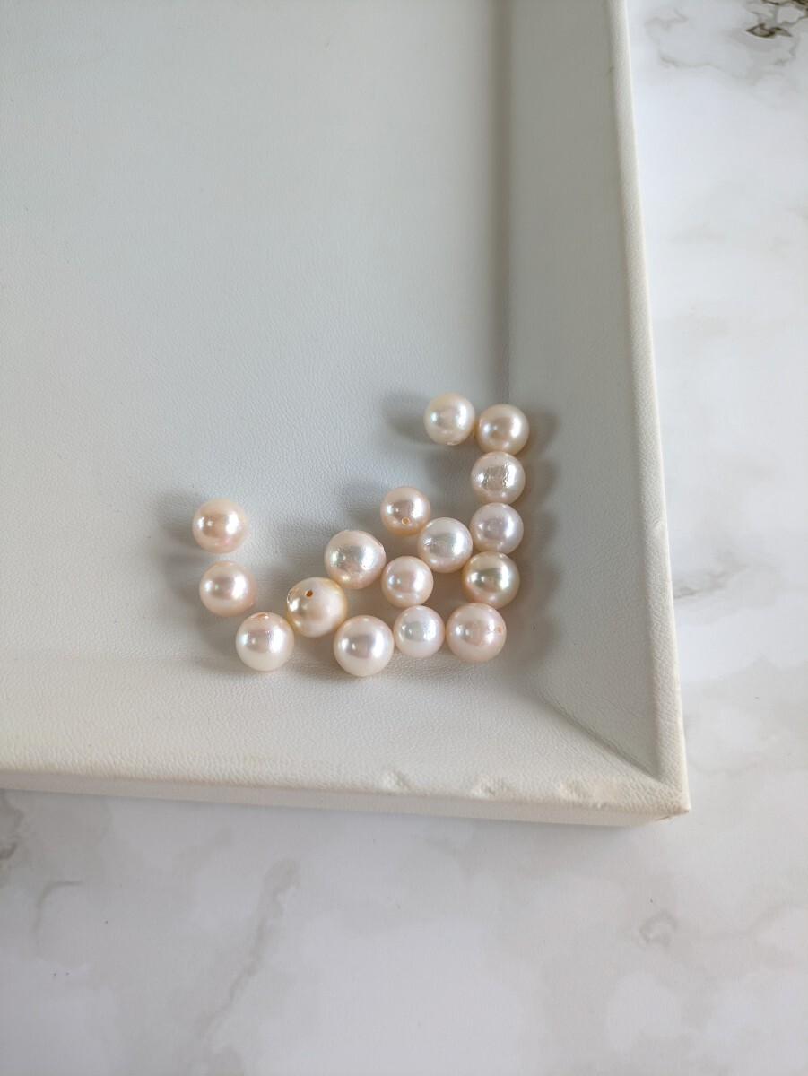 ②あこや真珠　ルースパール　方穴　7.7-9.3mm ハンドメイド　本真珠