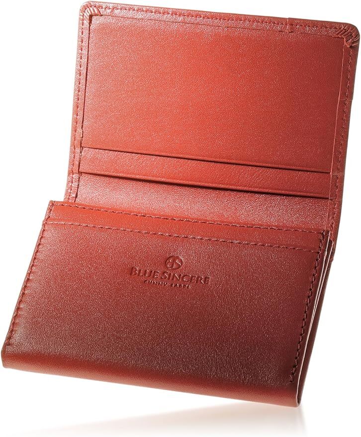 【本革】[BLUE SINCERE] 名刺入れ レディース 50枚 大容量 仕分け可能 名刺ケース 薄型 カードケース 母の日 / LM1 (バーミリオンレッド)
