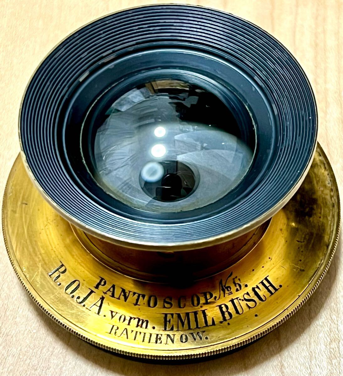 Pantoskop No.5 245mm f22 Emil Busch R.O.J.A. vorm. Rathenow 100 degree wide angle 11x14 14x17 late sample 1898-1908 Pantoscop 後期
