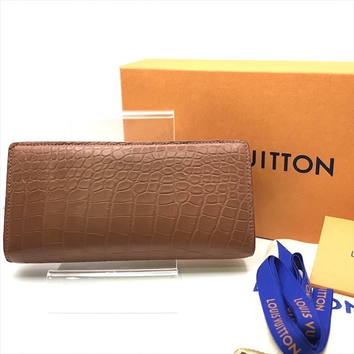 美品 LOUIS VITON ルイヴィトン ポルトフォイユ プラザ エキゾチック クロコダイル 長財布 ウォレット ブラウン 箱付き a6982