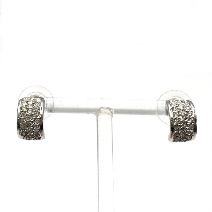 美品 Christian Dior ディオール ラインストーン シルバー ピアス アクセサリー レディース k4586