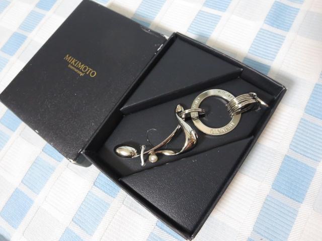 MIKIMOTO ミキモト 本真珠パール 音符 キーホルダー キーリング
