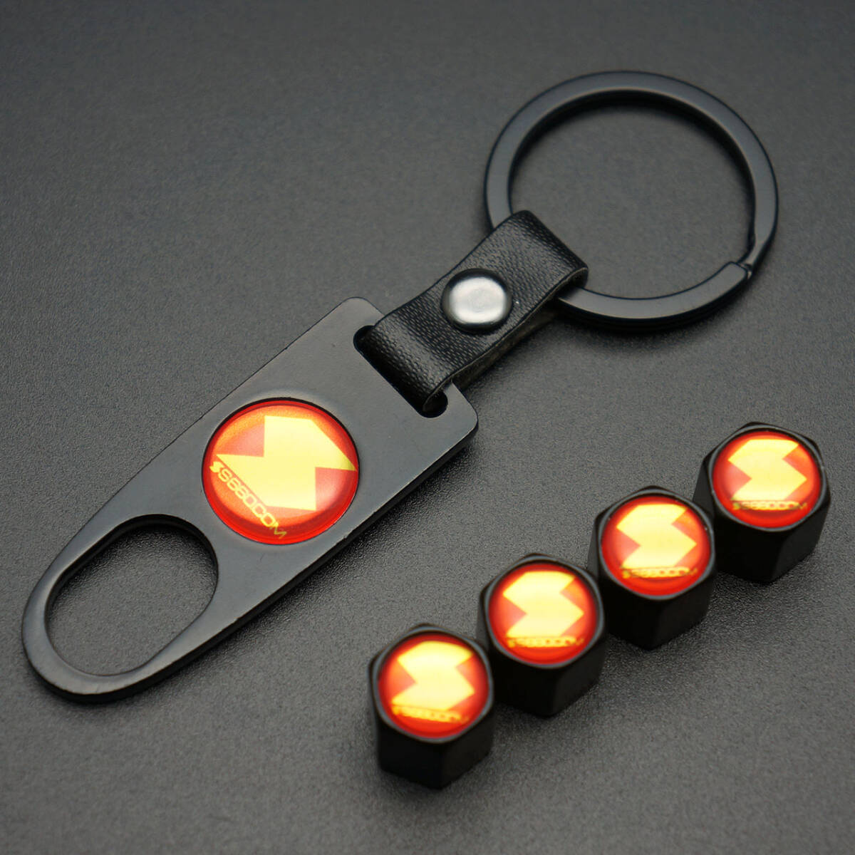 新品・未使用☆S660.COM SPIDER　エアバルブキャップ・レッド　キーホルダー型レンチ付　| 長期保管品 | 在庫限り | 新品 | 送料無料