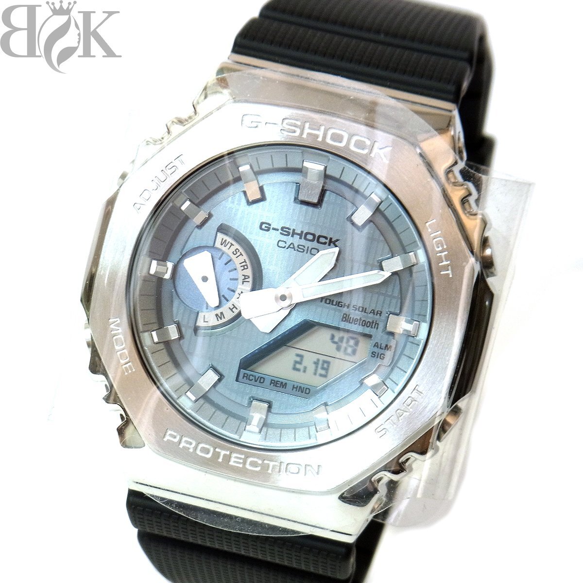 未使用品 カシオ G-SHOCK 2100シリーズ GBM-2100A-1A2JF メンズ 腕時計 デジアナ タフソーラー シルバー アイスブルー 動作品 CASIO 〓