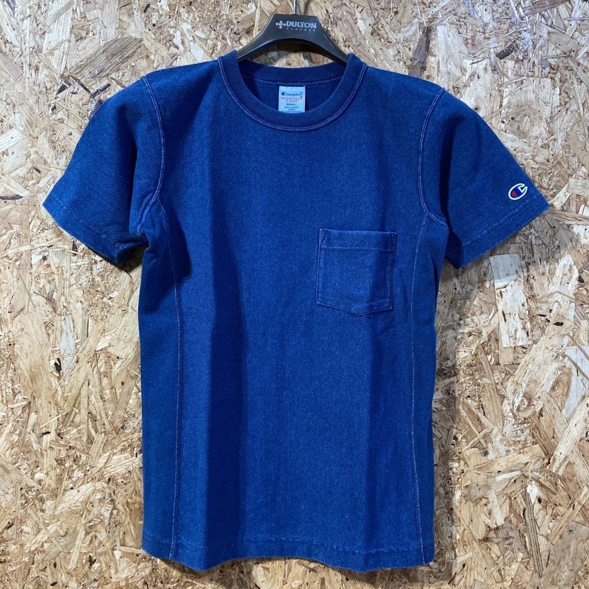 champion REVERSE WEAVE インディゴ ポケット 半袖 Tシャツ S リバースウィーブ ストーンウォッシュブルー