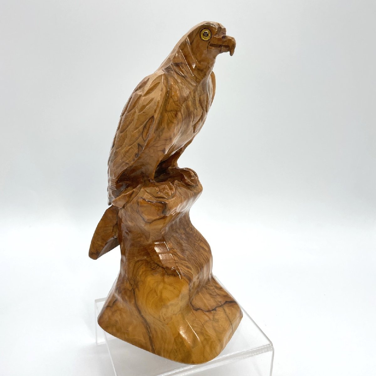 レア品 スペイン製 置物 オリーブの木 縁起物 平和 繁栄 勝利 ビンテージ インテリア 装飾品 21cm 希少 猛禽類 鷲 鷹 Eagle【道楽札幌】