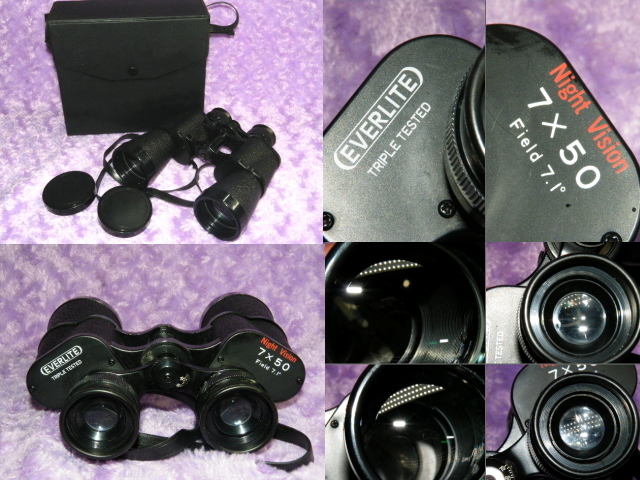 x品名x 双眼鏡 EVERLITE Night Vision 7×50 Field7.1♪望遠鏡アウトドア系 一応、覗き使用は確認後の出品
