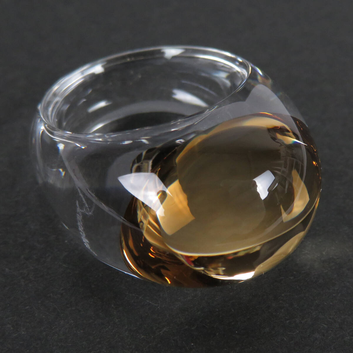 極美品 Baccrat バカラ タンゴ TANGO 指輪 リング 12.5-13号 クリアブラウンゴールド系 クリア クリスタルガラス