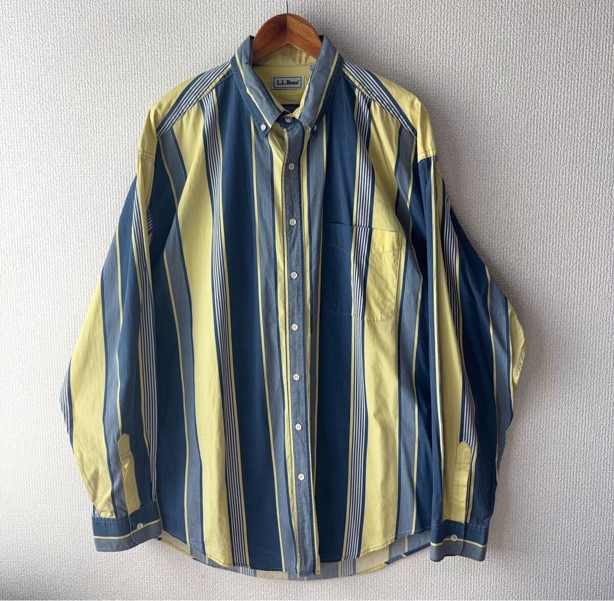 90s L.L.Bean ストライプ ボタンダウン シャツ XL エルエルビーン カナダ製 長袖