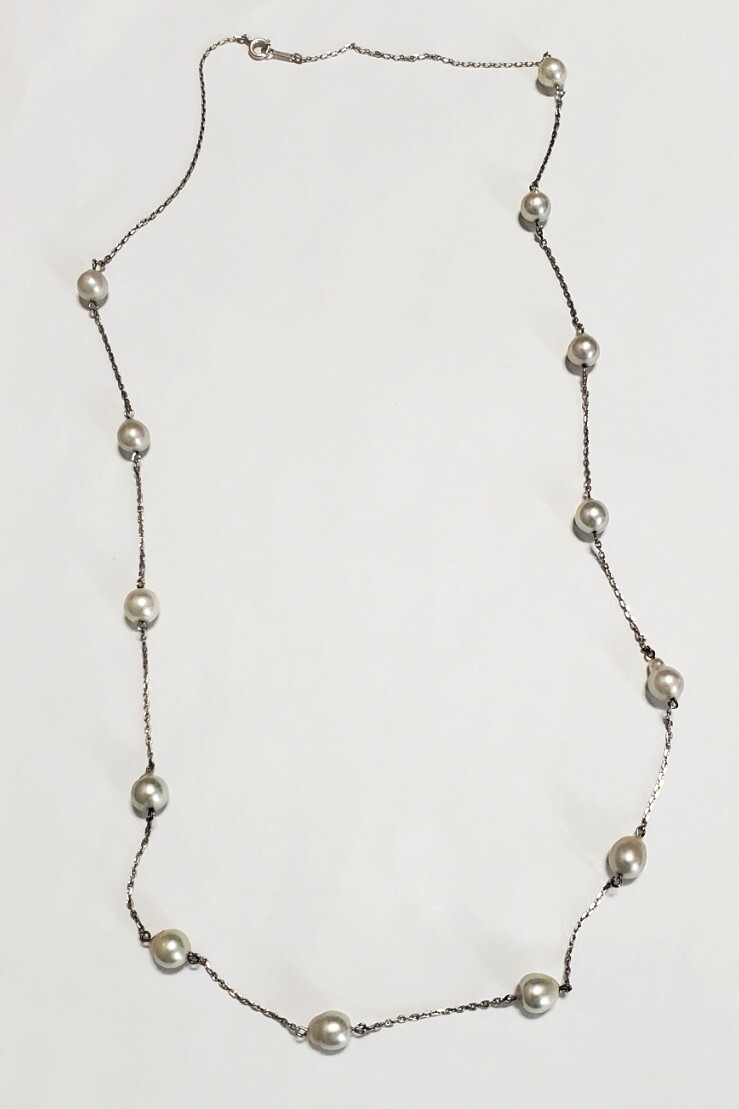 SILVER刻印 本真珠 パール ネックレス アクセサリー レディース　71㎝　12,2ｇ　きれいめ