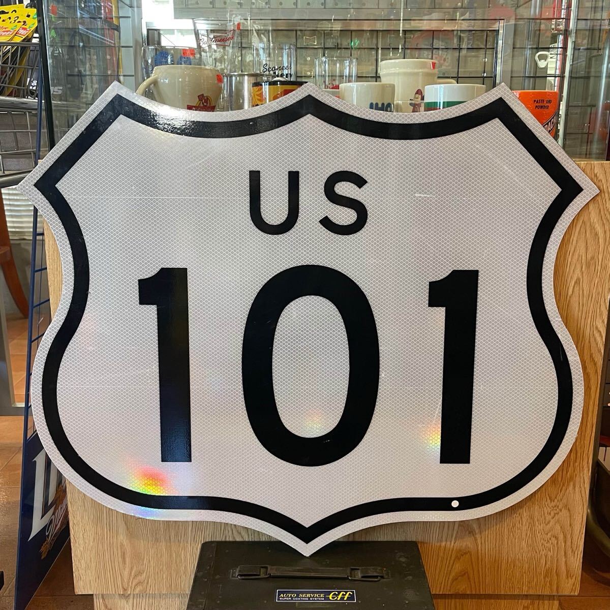 ロードサイン 本物 アメリカ雑貨 US 101 E148 輸入雑貨 カリフォルニア メタルサイン ガレージ 看板 ムーンアイズ 世田谷ベース