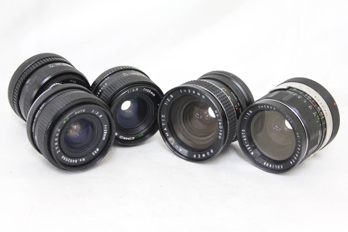 【返品保証】【レンズ5点まとめ】Soligor キャノン Bower Automatic Zykkor M.C Auto Sunactinon MC Auto Cimko MT 28mm F2.8 レンズ M2772