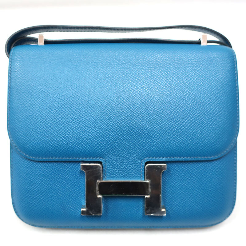【美品】HERMES／エルメス　コンスタンス3 ミニ　ヴォーエプソン　ブルーイズミール　T刻印　ショルダーバッグ　700010026