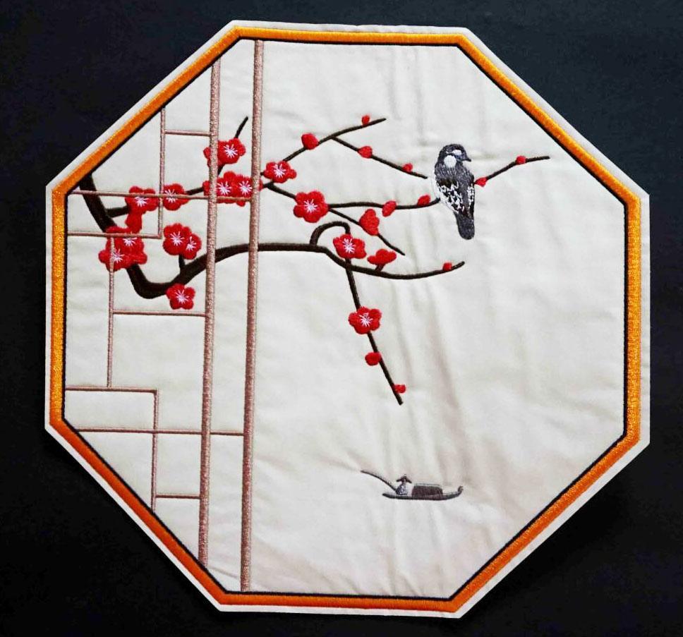 《特大CN古風梅鳥船頭趣図》『特大』■新品『梅・鳥』 刺繍ワッペン ■洋服・衣類・衣服DIY■ DIY リメイク 《縁起物　ラッキーアイテム》