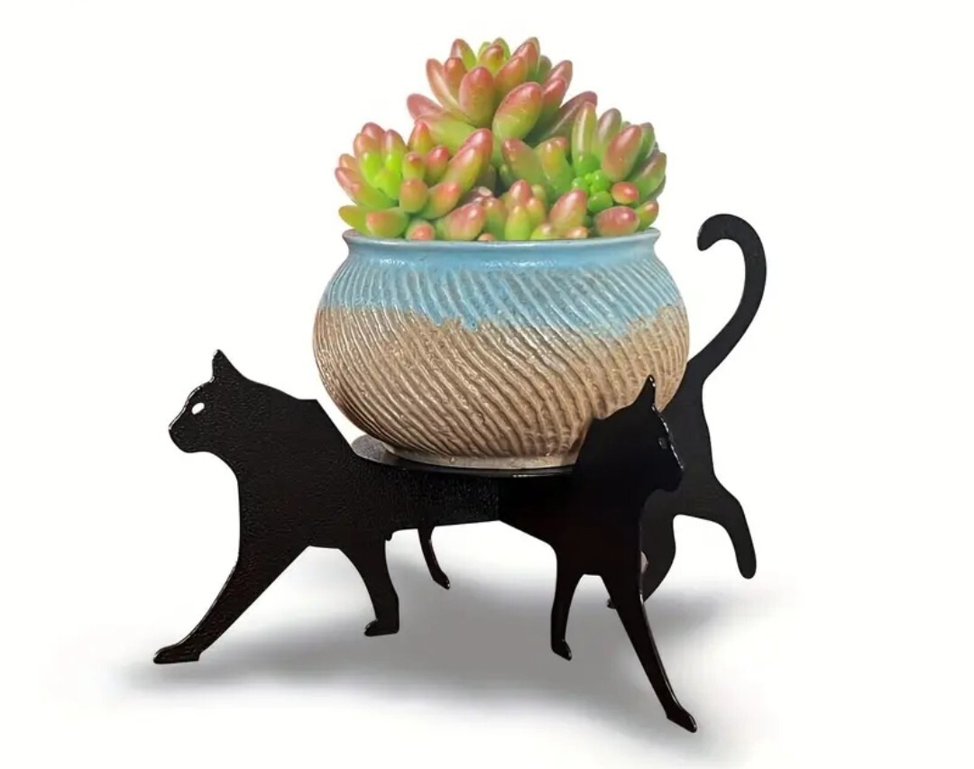 1288【新品未使用】黒猫の植木鉢スタンド フラワースタンド プランタースタンド 植木鉢立て 観葉植物 インテリア ねこ ネコ