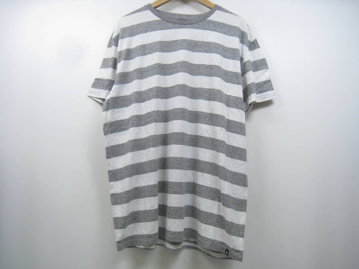 AMERICAN EAGLE OUTFITTERS アメリカンイーグル アウトフィッターズ ボーダー Tシャツ 半袖 グレー×白 ホワイト サイズXL