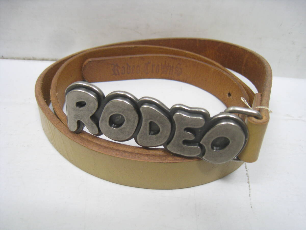 RODEO CROWNS ロデオクラウンズ レザーベルト アンカーベルトバックル ロゴバックル 茶 ブラウン