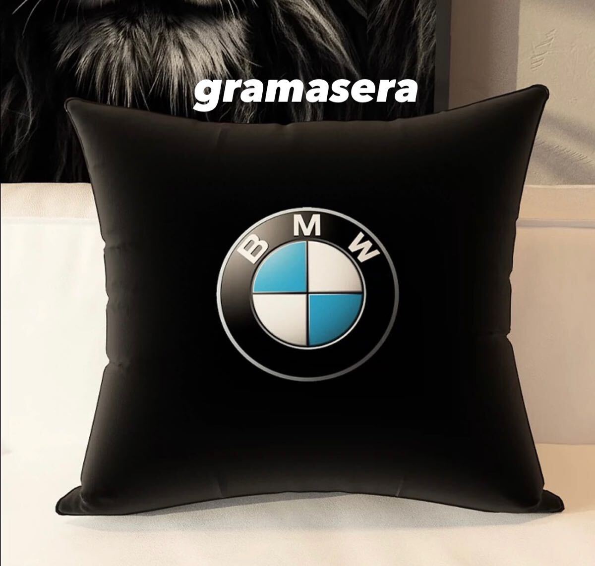 ★レア★ BMW クッション 高品質　ロゴクッション　ブラックロゴクッション