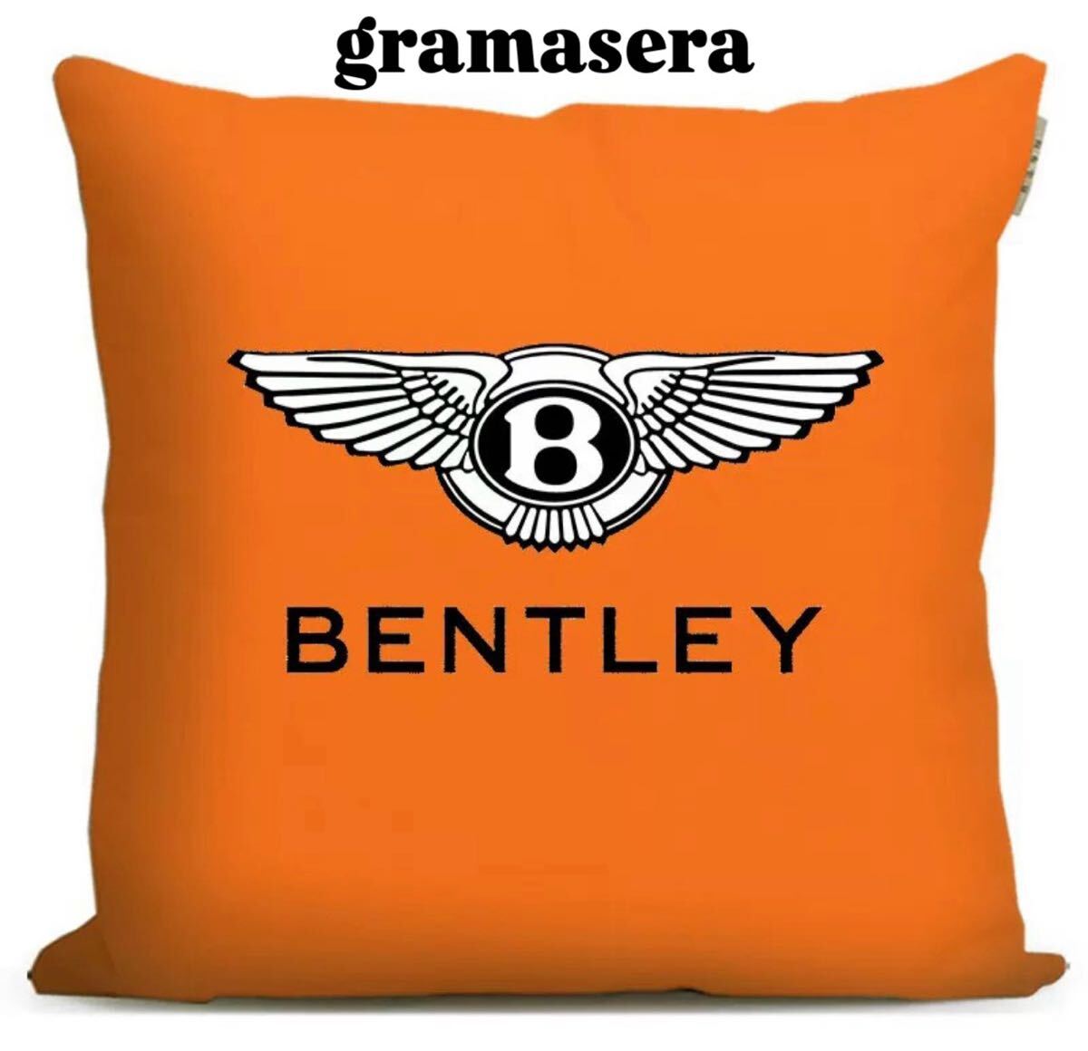 ★レア★ ベントレー　bentley クッション 高品質　ロゴクッション　エンブレム　オレンジ