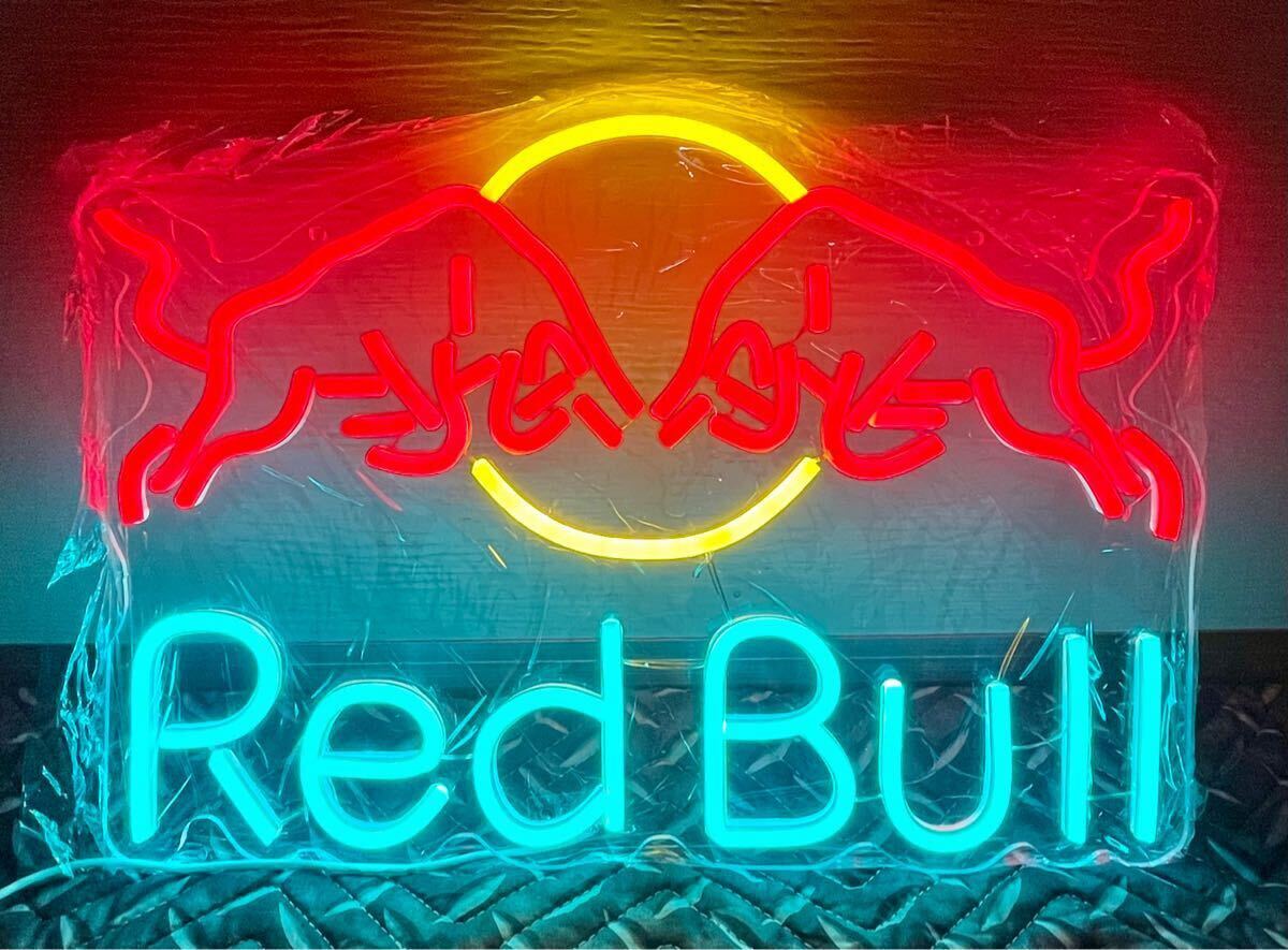 RedBull LEDネオンサイン ネオン看板 3色 USB電源 調光調整付 レッドブル エナジードリンク 翼をさずける モータースポーツ ネオン管風