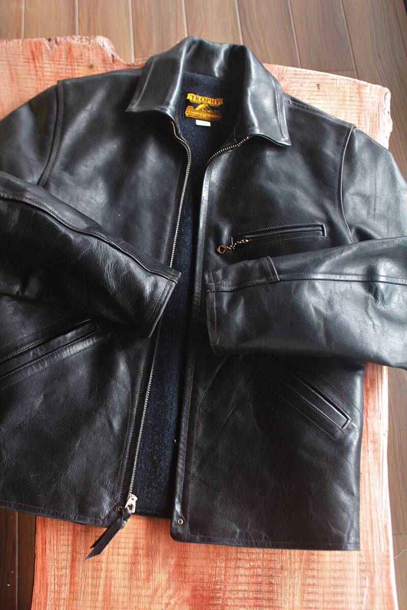 TROPHY CLOTHING★/　レザーシングルライダースジャケット36 BK★トロフィークロージング★Humming Bird Horsehide Jacket