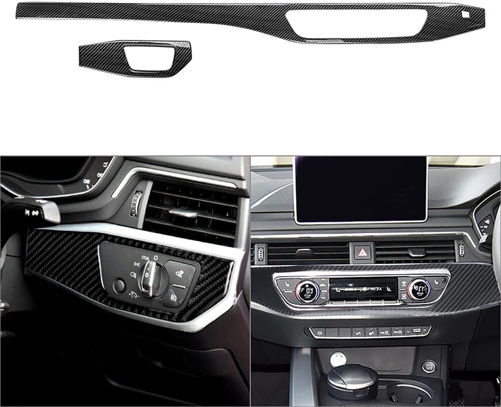 アウディ A4 B9 2017-2020 右ハンドル用 アッパー エアベント アウトレット カバー トリム 装飾カ 高級感カーボン調 貼り付けタイプ