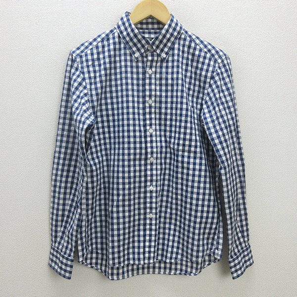 G■シップス/SHIPS 長袖シャツ/ギンガムチェック【M】紺/men's/84【中古】■