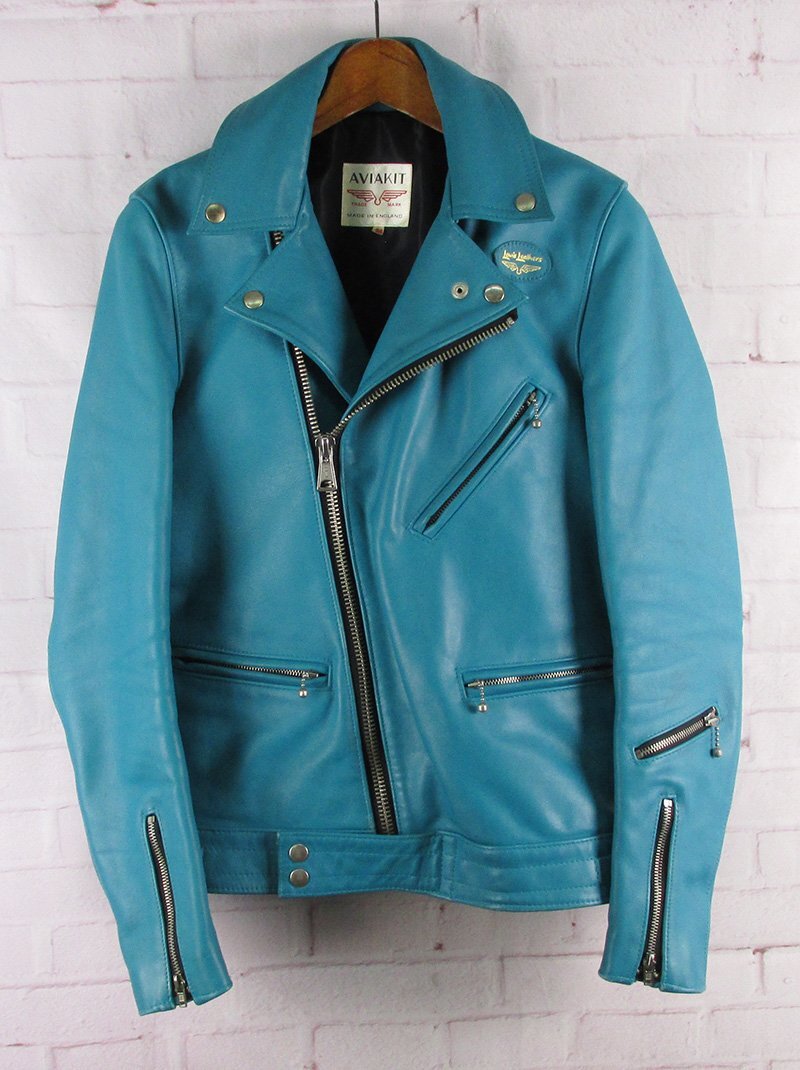 MFJ26658 Lewis Leathers ルイスレザー サイクロン ダブルライダースジャケット タイトフィット ターコイズ 34