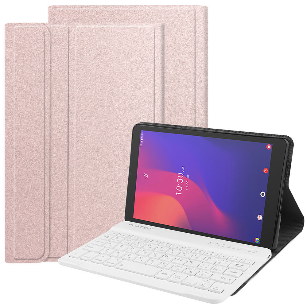 ドコモ タブレット dtab Compact d-42A キーボード付 PUレザーケース Bluetooth キーボードUS配列 日本語かな入力 KBD白ケースRG