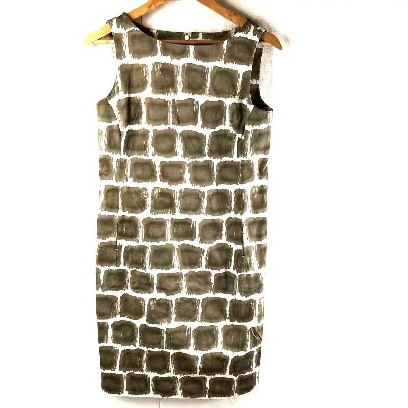 フォーティーナインアベニュージュンコシマダ 49AV.junko shimada ワンピース ノースリーブ サイドポケット 裏地付き スクエア ベージュ 白