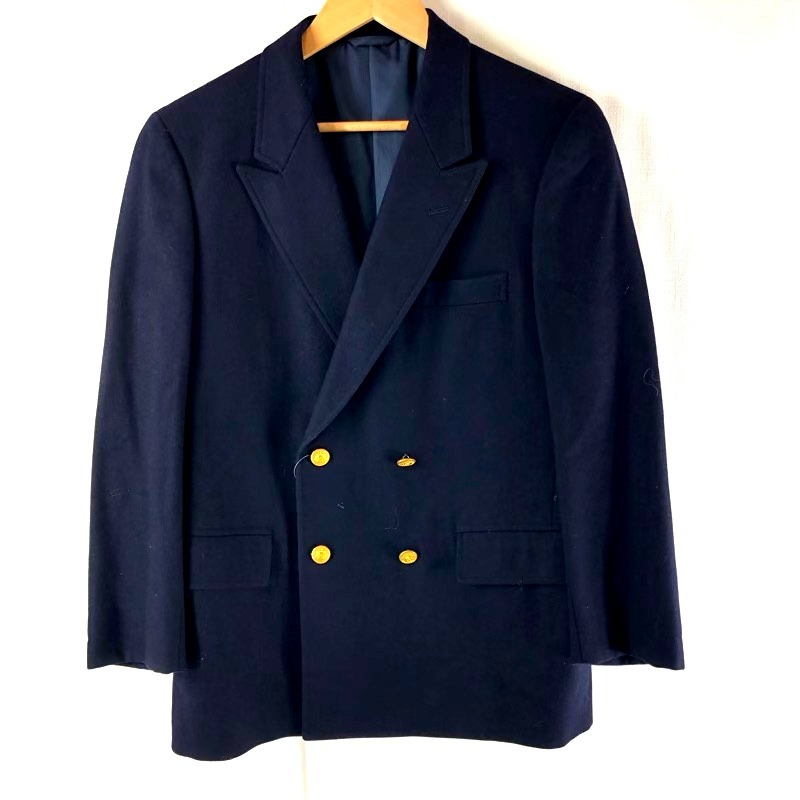 テイジン TEIJIN ブレザー 金ボタン 袖ボタン 内ポケット 日本製 紺 90A4サイズ 819876