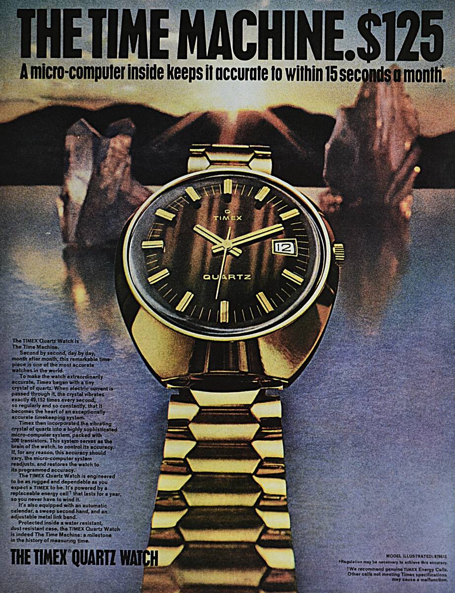 稀少・時計広告！1972年タイメックス 時計広告/The Timex Quartz Watch/W