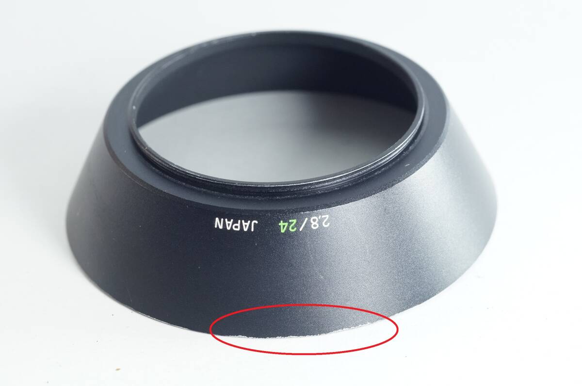 PH6群『おおむねキレイ』OLYMPUS 2.8／24オリンパス OM24mm　F2.8用 メタルフード （49mm径）LENS HOOD