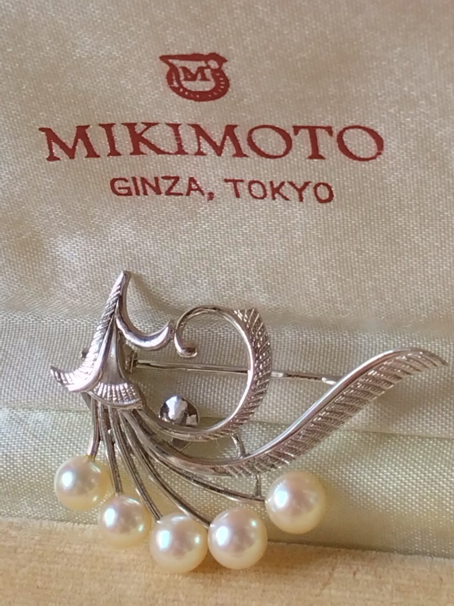 MIKIMOTO グラデーションアコヤ本真珠ブローチ ヴィンテージSILVER