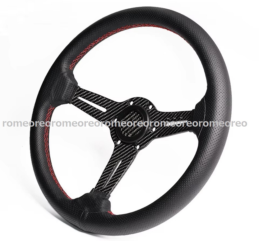 新品 特価 本物 カーボン パンチングレザー 350mm ステアリング ホイール ハンドル FD3S FC3S RX8 ロードスター NA/NB/NC/ND デミオ　他