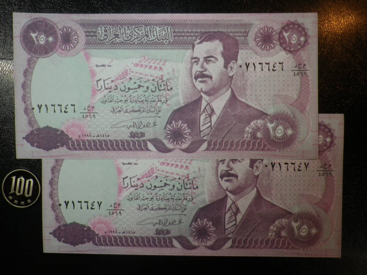 イラク 1995年 250Dinars 未使用 (2枚組）